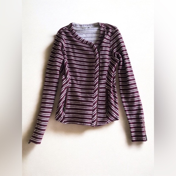 Lucky Brand Tops - Lucky Brand Maroon and White Striped Top